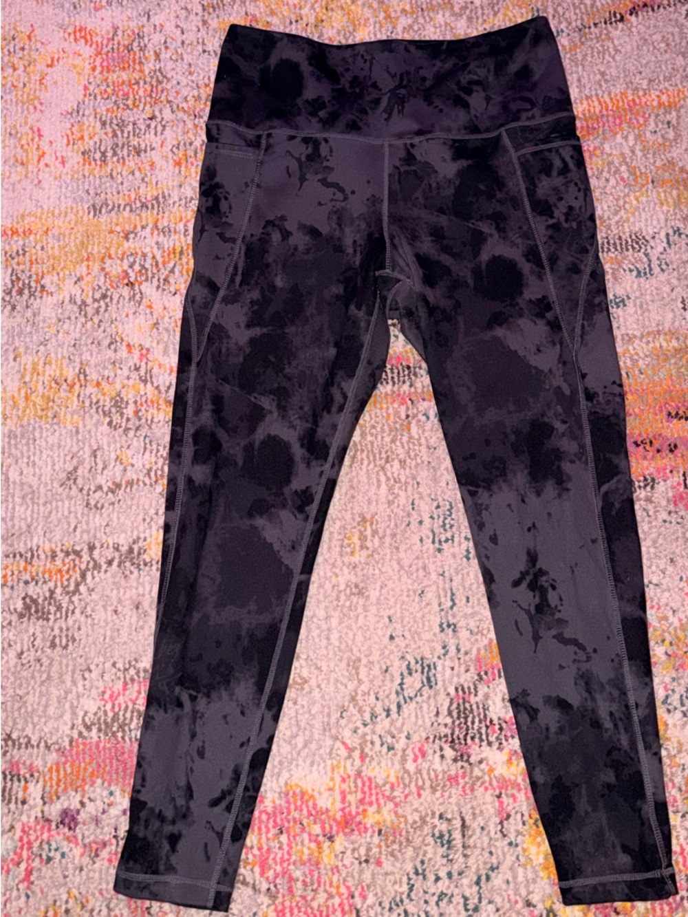 Danskin Black Subtle Tie-Dye Leggings